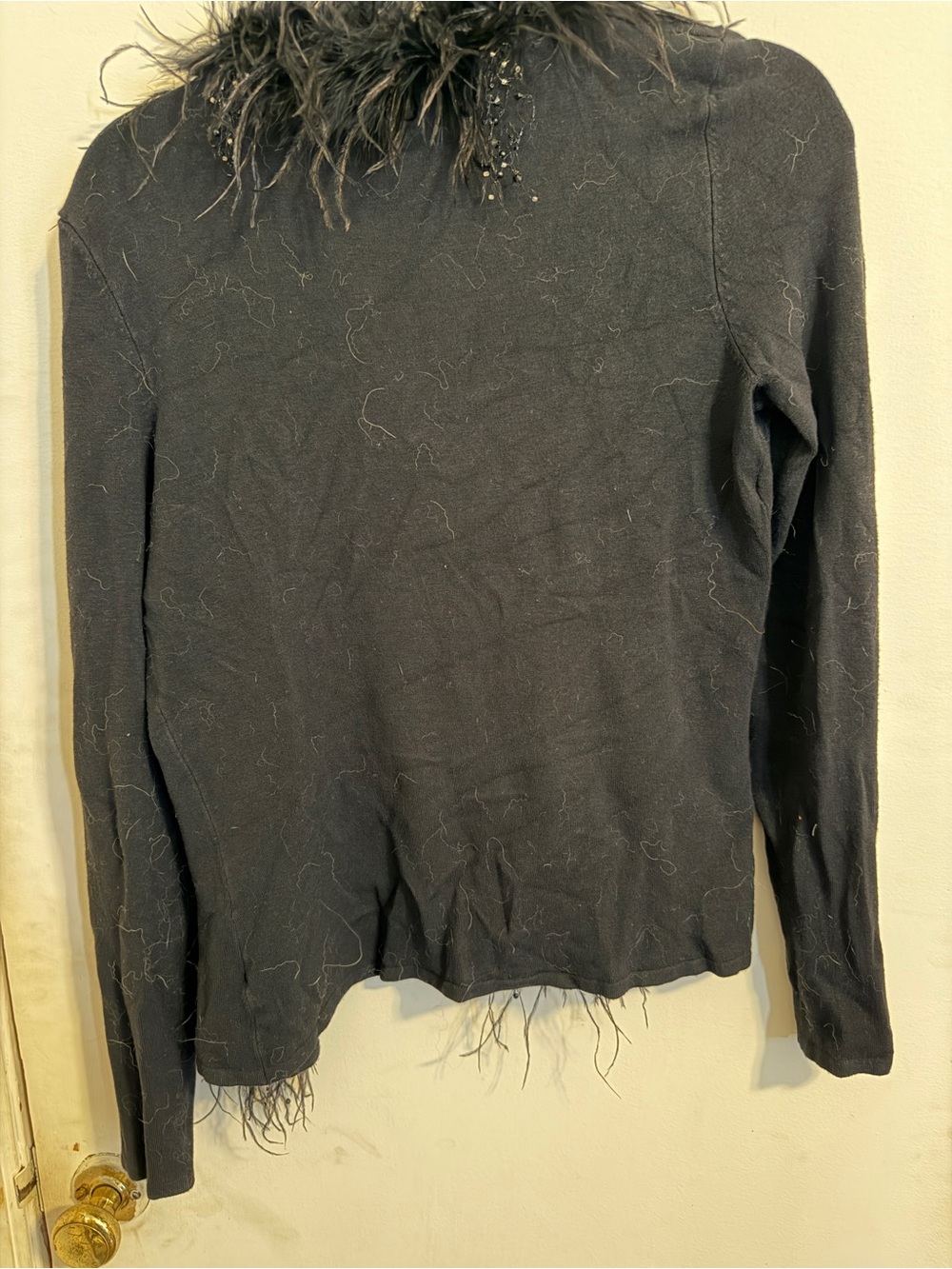 Alberto Malaki Vintage GENUINE Ostrich Feather Cardigan Size Large - Picture 8 of 8